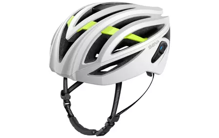 Sena R2 Каска за шосеен велосипед с Bluetooth 4.1 интерком с обхват до 900 м задна LED светлина S 50-55 см бяла - R2-MW00S