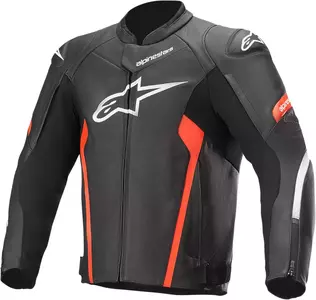 Alpinestars Faster V2 giacca da moto in pelle nera/rossa 48-1