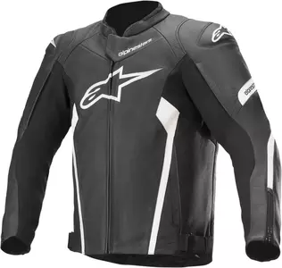 Alpinestars Faster V2 chaqueta de moto de cuero negro / blanco 48-1