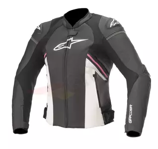 Alpinestars Stella GP Plus R V3 dámská kožená bunda na motorku černá/bílá/růžová 50-1