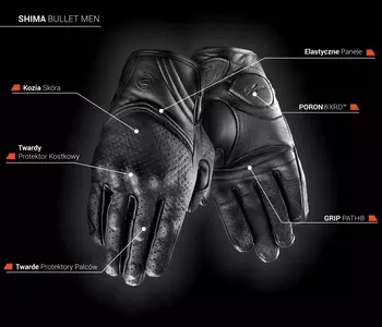 Shima Bullet Мъжки ръкавици за мотоциклет черни 4XL-11