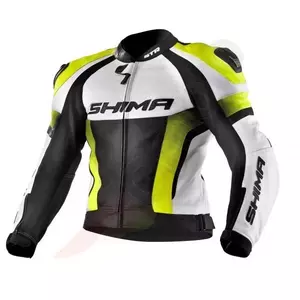Shima STR chaqueta de moto de cuero negro blanco fluo S-1