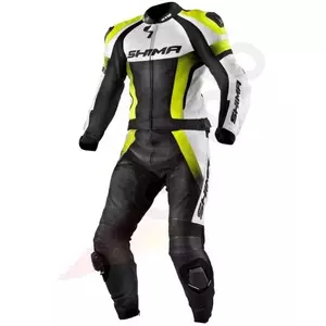 Shima STR chaqueta de moto de cuero negro blanco fluo S-2