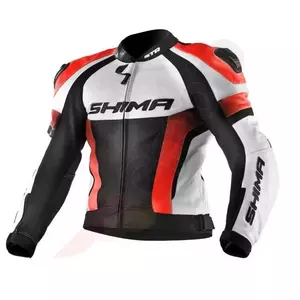 Shima STR negro blanco y naranja chaqueta de moto de cuero S-1