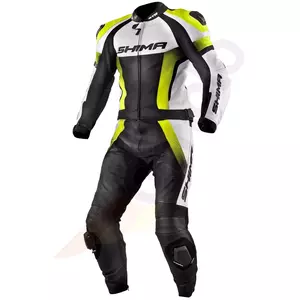 Pantalones de moto de cuero Shima STR negro fluo S-3