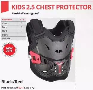 Protector pectoral Leatt 2.5 Kids (4-7 años 110-134 cm) negro/rojo - 5016100601