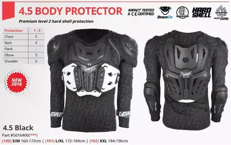 Protector pectoral de malla Leatt Body Protector 4.5 negro S/M - 5016400100