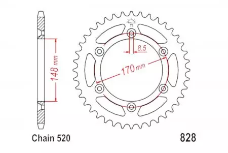 Задно зъбно колело JT JTR828.46, 46z размер 520 - JTR828.46