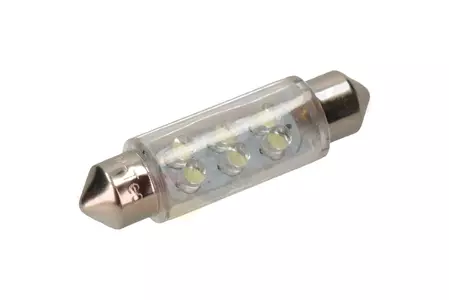 LED Glühbirne Leuchtmittel L046 12V C5W 41mm 6LED 3mm weiß - 128729