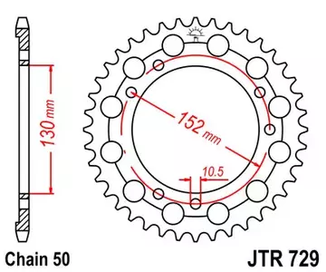 Čelični stražnji lančanik JT JTR729.46, 46z, veličina 530 - JTR729.46