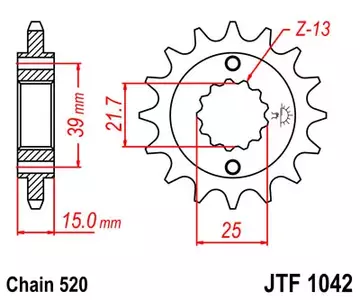 Främre kedjehjul JT JTF1042.14, 14z storlek 520 - JTF1042.14