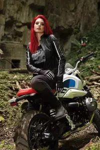 Modeka Alva Lady ādas motocikla jaka melnā un baltā krāsā 34-3