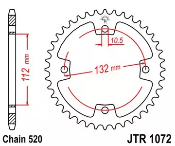 JT bakre kedjehjul JTR1072.38, 38z storlek 520 - JTR1072.38