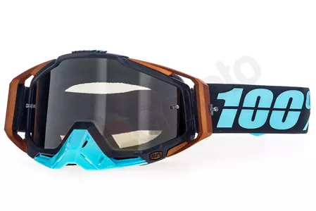 Gafas de moto 100% Porcentaje Racecraft Ergono color negro azul cristal plata espejo-1