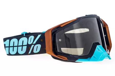 Gafas de moto 100% Porcentaje Racecraft Ergono color negro azul cristal plata espejo-3