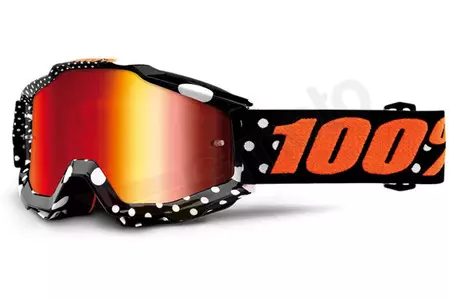 Motorističke naočale 100% Percent model Accuri Gaspard, boja crna i bijela, staklo, crveno ogledalo-1