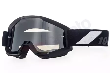 Gafas de moto 100% Percent modelo Strata Goliath color negro y blanco cristal espejo plateado-1
