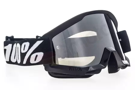 Gafas de moto 100% Percent modelo Strata Goliath color negro y blanco cristal espejo plateado-3