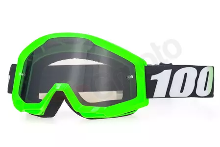 Motorrad Crossbrille Goggle 100% Prozent Strata Arkon schwarz/grün silber verspiegelt-1