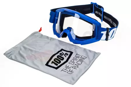 Motorrad Cross Brille Goggle 100% Prozent Strata Nation blau klar-11