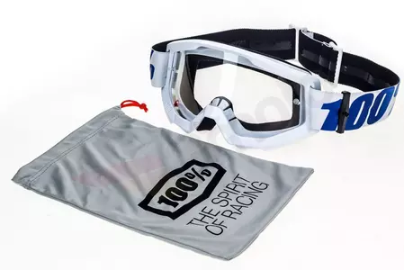 Motorrad Cross Brille Goggle 100% Prozent Strata Equinox weiß/blau klar-10