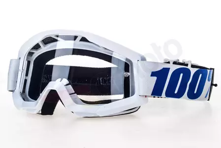 Motorrad Cross Brille Goggle 100% Prozent Strata Equinox weiß/blau klar-1