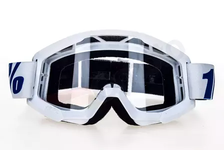 Gafas de moto 100% Percent modelo Strata Equinox color blanco-azul lente transparente-2