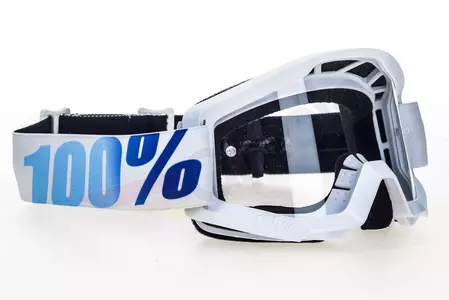 Motorrad Cross Brille Goggle 100% Prozent Strata Equinox weiß/blau klar-3