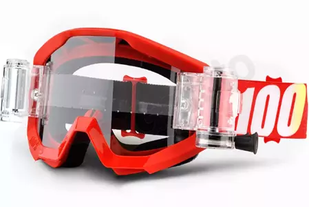 Gafas de moto 100% Percent modelo Strata Mud (sistema Roll-Off) Horno color rojo lente transparente-1