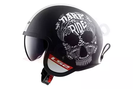 LS2 OF599 SPITFIRE INKY MATT BLACK/W capacete aberto para motociclistas. XS-3