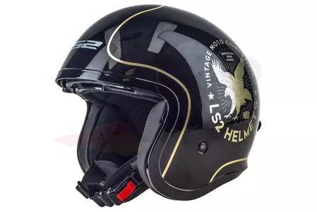 LS2 OF599 SPITFIRE FLIER BLACK XS capacete aberto para motociclistas-2