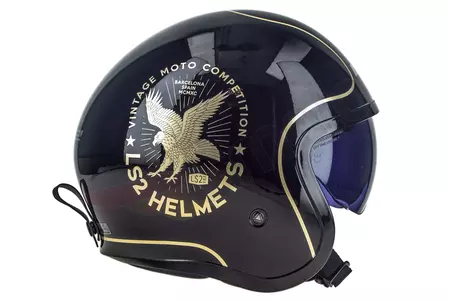 LS2 OF599 SPITFIRE FLIER BLACK XS capacete aberto para motociclistas-4