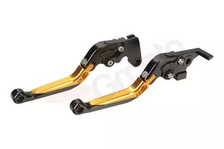Koblings- og bremsegreb knækket CNC sport gul Kawasaki-1