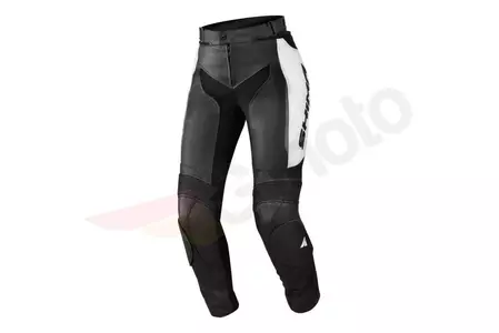 Shima Miura Lady pantalones de moto de cuero blanco y negro 38-1