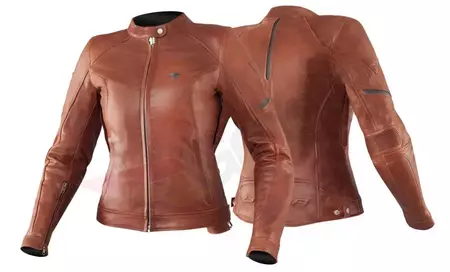 Veste de moto Shima Monaco en cuir marron pour femme L-3