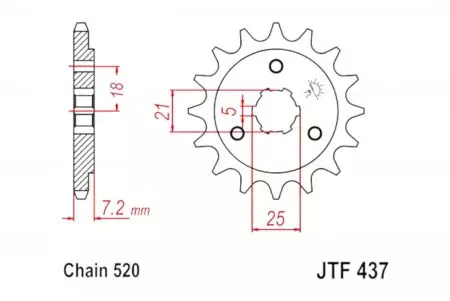 Első lánckerék JT JTF437.14, 14z méret 520 - JTF437.14