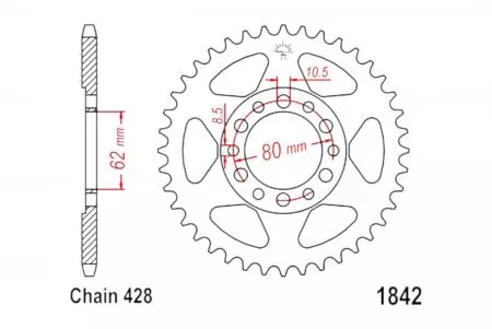 JT roda dentada traseira JTR1842.55, 55z tamanho 428 - JTR1842.55