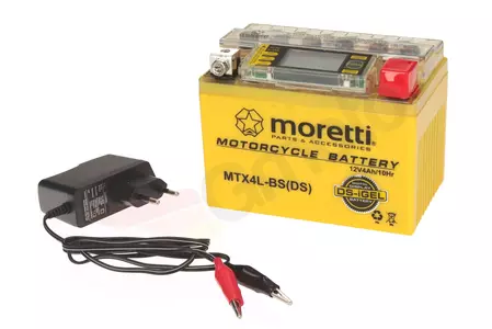 Akumulator żelowy 12V 4 Ah Moretti YTX4L-BS z wyświetlaczem parametrów + ładowarka