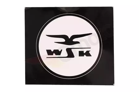 Naklejka na bak z ptakiem WSK białe tło czarne logo