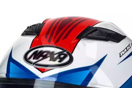 Naxa F21 casco integral moto blanco azul rojo gráfico L-11
