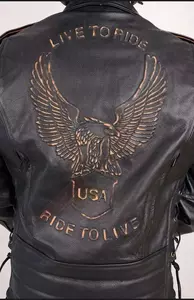 L&J Rypard Ride to Live chaqueta de moto de cuero negro M-7