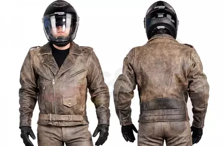 L&J Rypard Murdock chaqueta de moto de cuero marrón 5XL-1