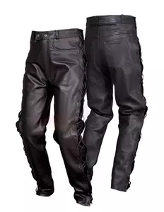 L&amp;J Rypard muške kožne motociklističke hlače na vezanje, crne S-1