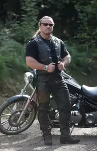 Vyriškos odinės motociklininko kelnės L&J Rypard juodos S-4