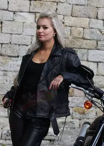 L&J Rypard dámska vetraná kožená bunda na motorku čierna XS-2