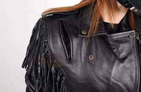 Moteriška L&J Rypard odinė motociklininko striukė su kutais juoda XS-7
