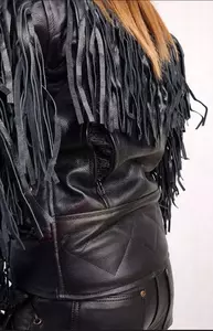 Moteriška L&J Rypard odinė motociklininko striukė su kutais juoda S-6