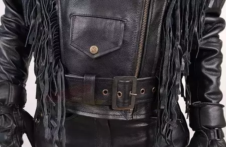 Moteriška L&J Rypard odinė motociklininko striukė su kutais juoda S-8