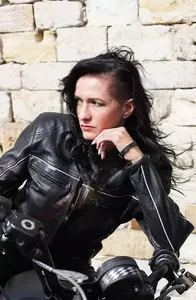 L&J Rypard Mia Lady casaco de motociclismo de couro para mulher preto XL-3