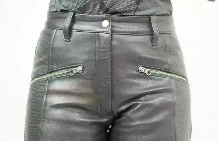 L&amp;J Rypard ženske kožne perforirane motorističke hlače, crne S-6